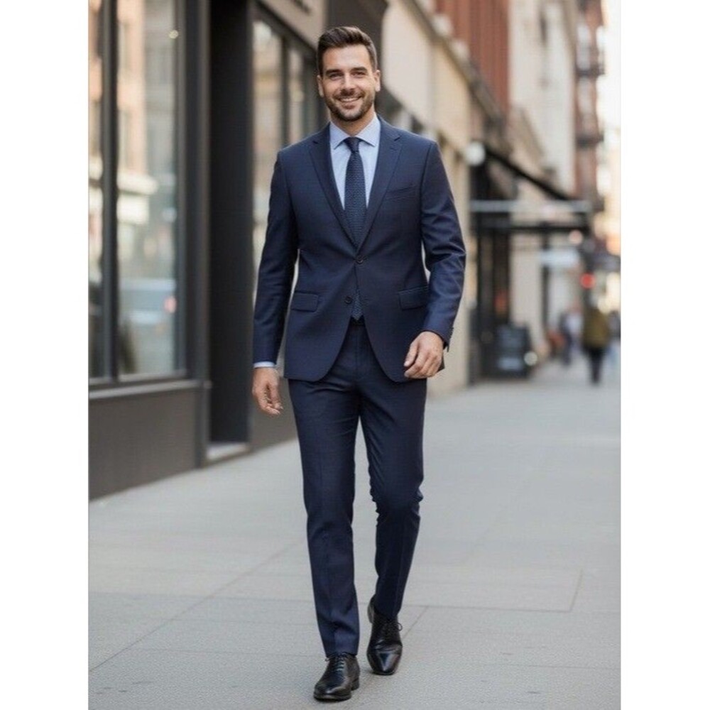 Lands end Suit 2 piece True Navy Blazer 44 R - Picture 1 of 9